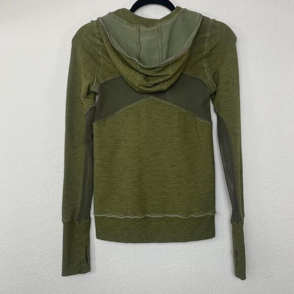 Free People FP Movement Markle Mesh 1/2 Zip Hoodie Olive Green XS - Picture 5 of 8